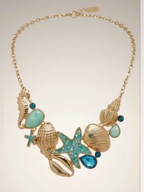 Beach & Stone Sea Blue Starfish Necklace with Matching Earrings NWT